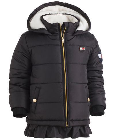 Tommy Hilfiger Hooded Ruffled-Hem Puffer Coat, Toddler & Little Girls (2T-6X)