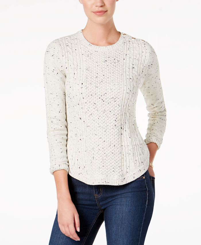 Charter Club Petite Cable-Knit Sweater, Created for Macy's - Macy's