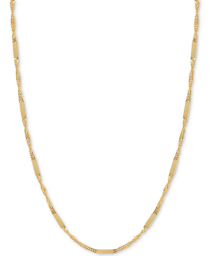 Italian Gold - Flat Bar Singapore Chain Necklace in 14k Gold