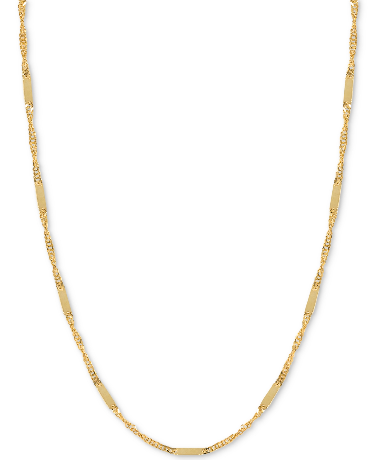 Italian Gold 18" Flat Bar Singapore Chain Necklace (1/3mm) in 14k Gold