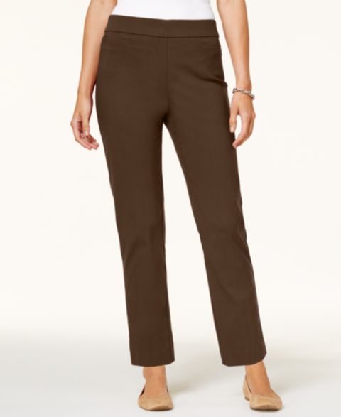 Женские брюки Alfred Dunner Classics Allure Pull-On Slim-Leg, цвет: Коричневый