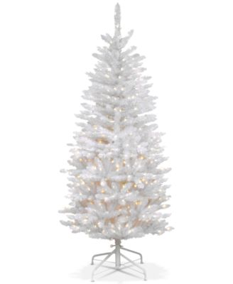 National Tree Company - 4.5' Kingswood White Fir Hinged Pencil Tree With 150 Clear Lights