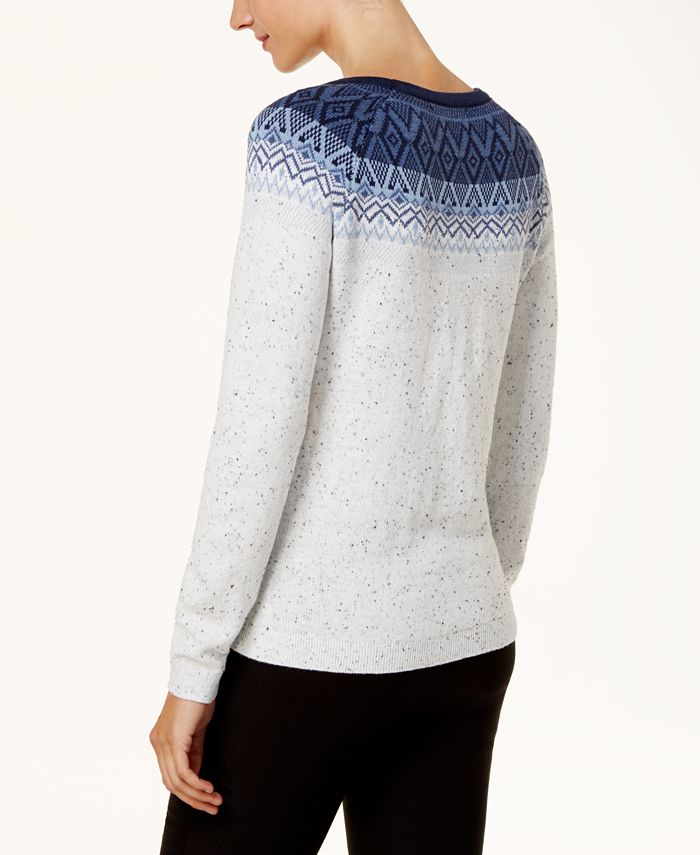 Karen Scott Patterned Yoke Sweater, Created for Macy's & Reviews ...