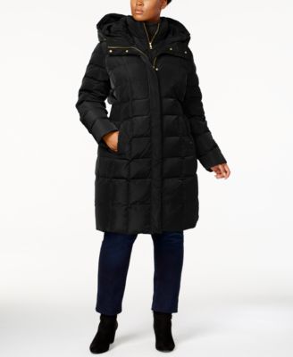 cole haan signature plus size hooded maxi puffer coat