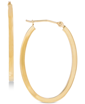 image of Polished Oval Flat-Edge Tube Earrings in 10k Gold, 1-1/5