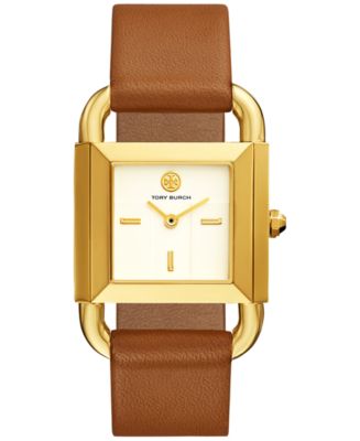 Tory Burch Women's Phipps Luggage Leather Strap Watch 21x41mm - Macy's