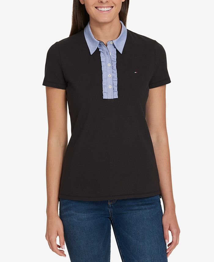Tommy Hilfiger Ruffled Polo Top, Created for Macy's - Macy's