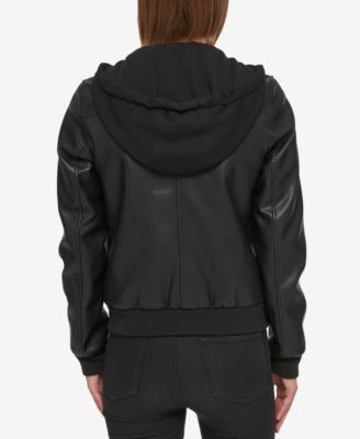 Levi's Women's Hooded Faux-Leather Bomber Jacket