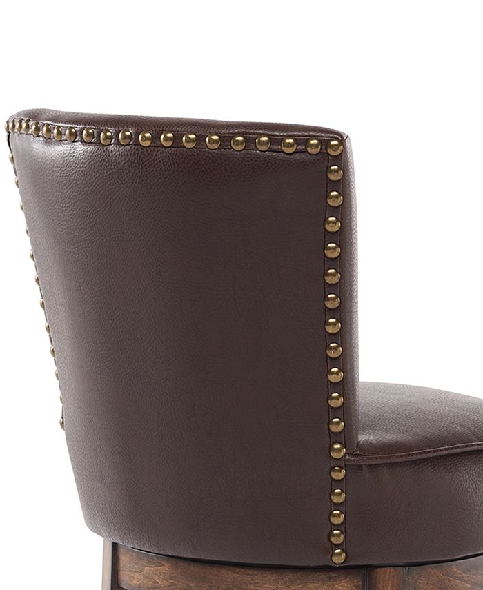 Armen Living Boston 30" Bar Height Swivel Wood Barstool in Chestnut