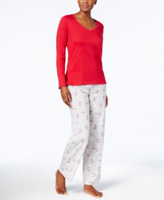 Charter Club - Graphic Top & Printed Pants Pajama Set