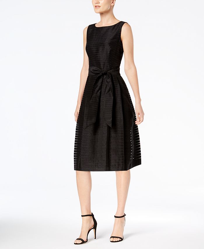 Anne Klein Shadow-Stripe Fit & Flare Dress - Macy's