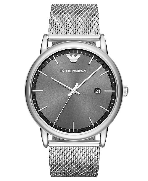 Emporio Armani Men S Luigi Stainless Steel Mesh Bracelet Watch