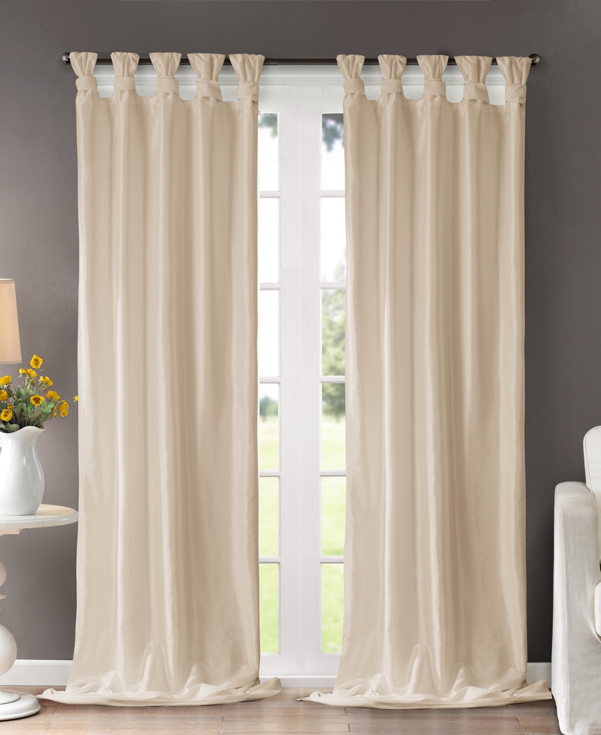 Madison Park Emilia Twist Tab Lined Window Curtain Panel, Single Curtain with Privacy Lining for Bedroom and Living Room, 108 inch length Single Curta