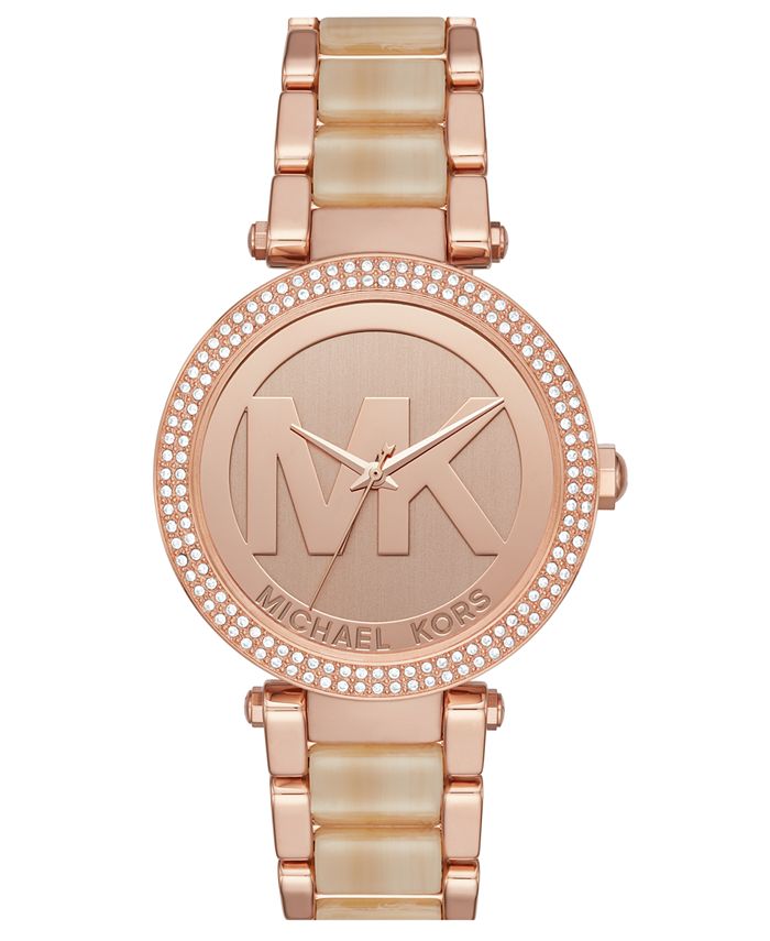 Michael Kors Women's Parker Rose Gold-Tone Stainless Steel & Champagne ...