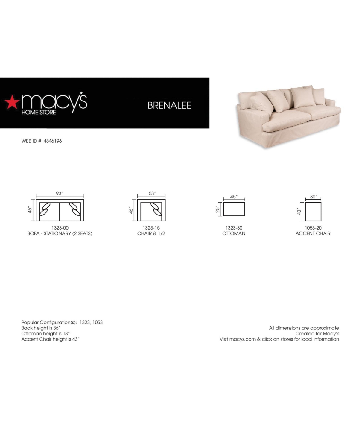 Shop Macy's Brenalee 93" Performance Fabric Slipcover Sofa With Four Pillows In Peyton Birch