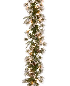 9' Feel Real® Liberty Pine Garland With Pine Cones, Snow & 50 Clear Lights