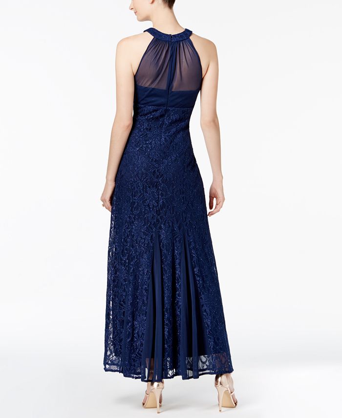 Nightway Petite Illusion Lace Halter Gown Macy's