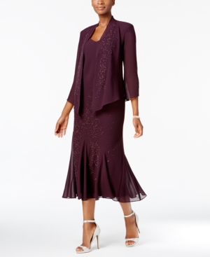 R & M Richards Sleeveless Beaded V-Neck Dress and Jacket
