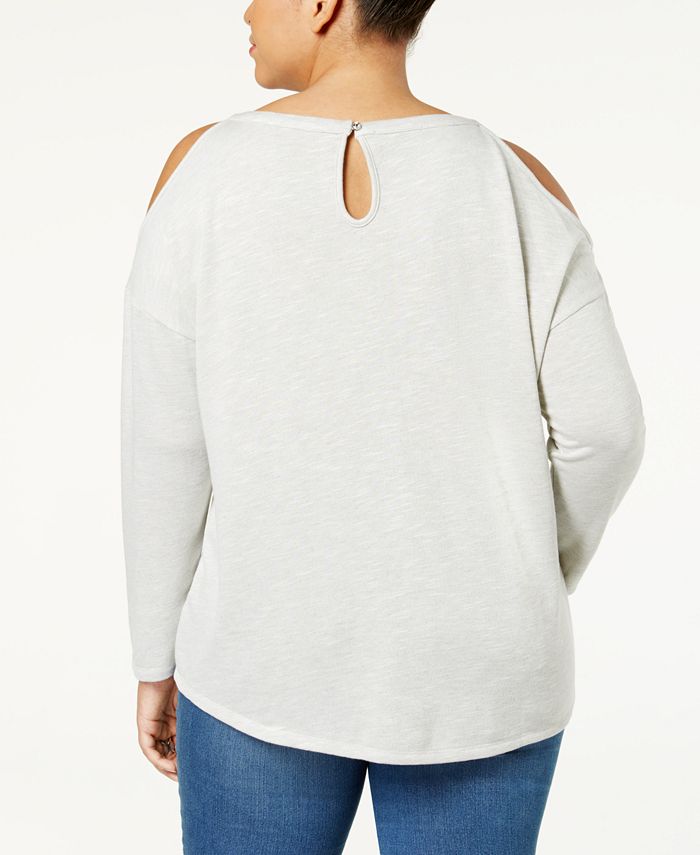 Inc International Concepts Inc Plus Size Embellished Cold Shoulder Sweatshirt Created For