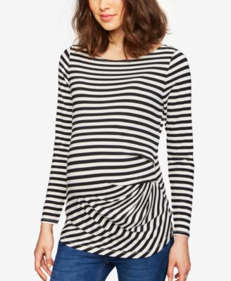 A Pea in the Pod - Maternity Striped Boat-Neck Top