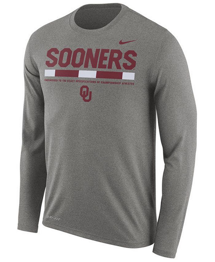 Nike Men's Oklahoma Sooners Legend Sideline Long Sleeve T-Shirt - Macy's