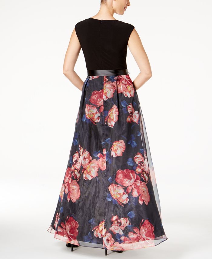SL Fashions Printed Organza Gown - Macy's
