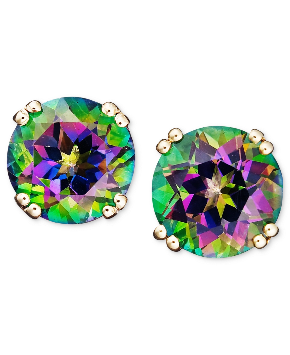 Macy's 14k Gold Earrings, Mystic Topaz Studs (4-1/2 Ct. T.w.) In Mystic Topaz