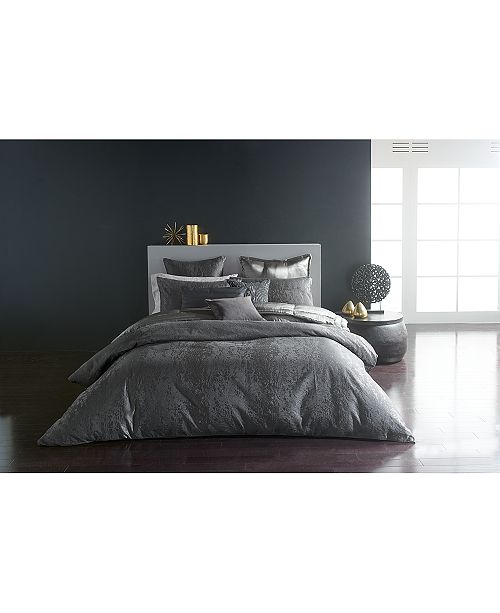 Donna Karan Home Moonscape Reversible Textured Jacquard Charcoal