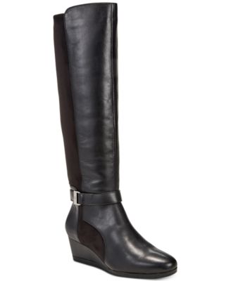 black wedge boots wide calf