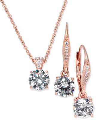 Eliot Danori Cubic Zirconia Solitaire Pendant Necklace and Matching Drop Earrings Set Created for Macys - Rose 34$