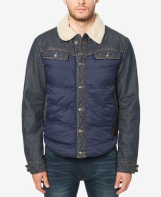 Buffalo David Bitton - Men's Quilted Denim Jacket with Fleece Collar