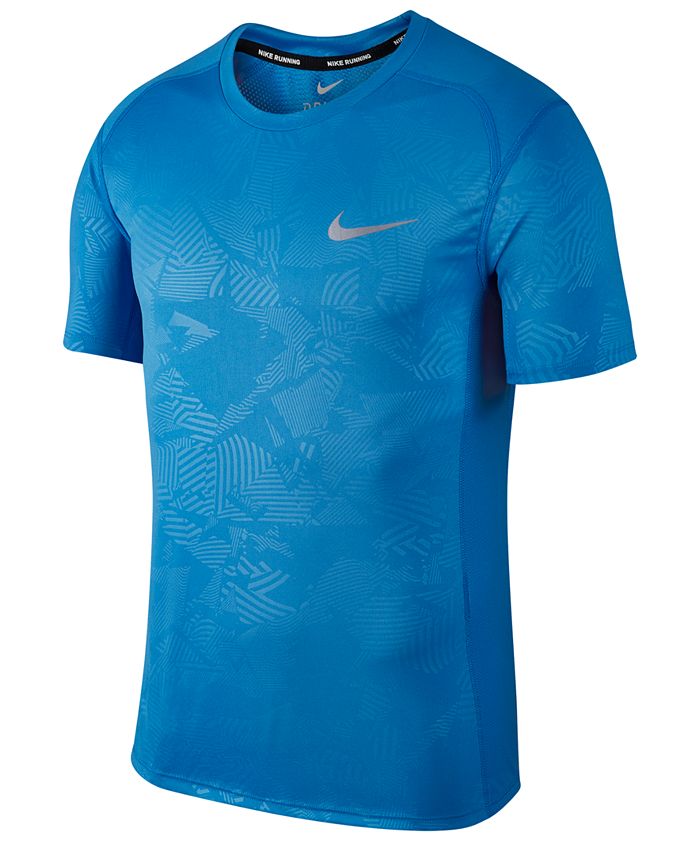 Nike Men's Dry Miler Embossed-Print Running Top & Reviews - T-Shirts ...