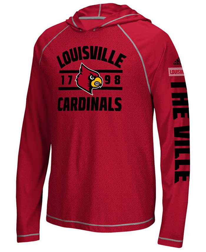 adidas Men's Louisville Cardinals Schooled Long Sleeve Hooded T-Shirt ...