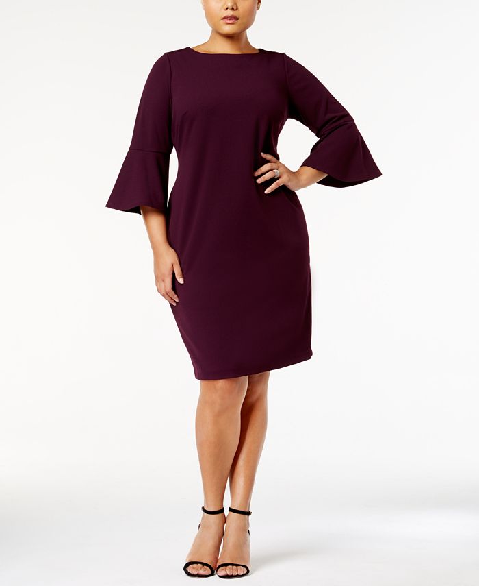 Calvin Klein Plus Size Bell-Sleeve Sheath Dress & Reviews - Dresses ...