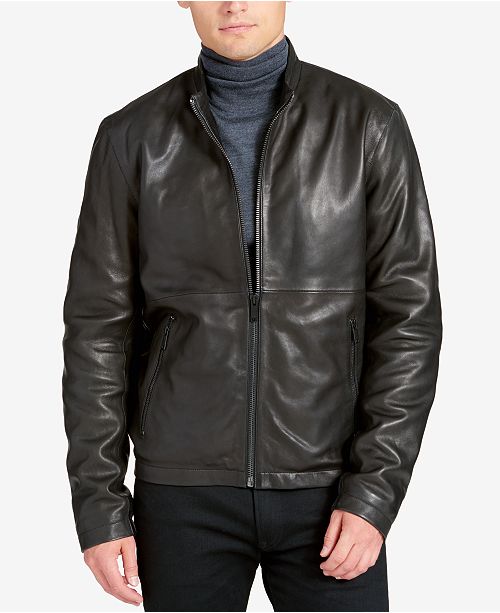 DKNY Men's Leather Racer Jacket & Reviews Coats & Jackets Men Macy's
