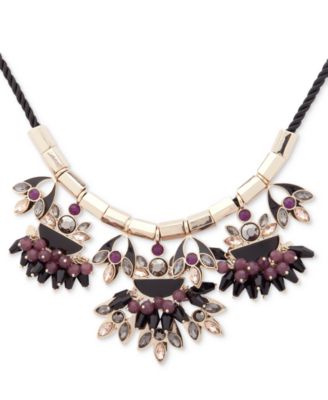 Ivanka Trump - Gold-Tone Multi-Stone Black Cord Statement Necklace