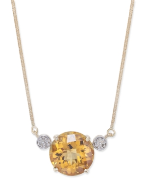 image of Citrine (7-3/8 ct. t.w.) & Diamond Accent Pendant Necklace in 14k Gold