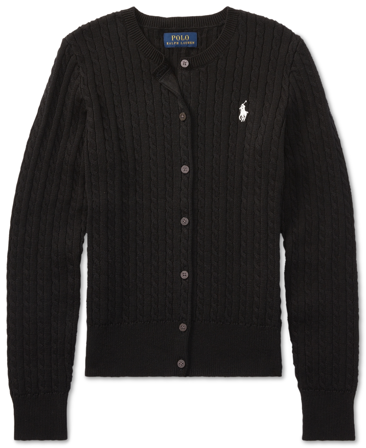 Polo Ralph Lauren Kids' Big Girls Cable-knit Cotton Cardigan In Black