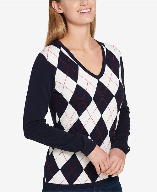 Tommy Hilfiger Argyle Sweater, Created for Macy's & Reviews ...