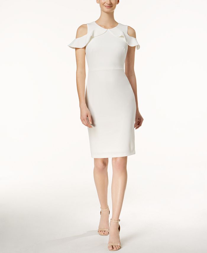 Calvin Klein Ruffled Cold-Shoulder Dress & Reviews - Dresses - Women ...