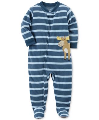 Carter's - 1-Pc. Striped Moose Footed Pajamas, Baby Boys (0-24 months)