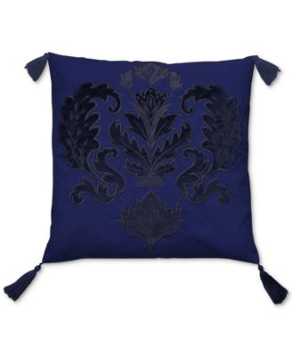 Hallmart Collectibles - Jewel Tone Blue Embroidered Appliqu&eacute; 20" Square Decorative Pillow