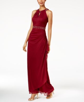 b&a by betsy and adam ruched halter gown