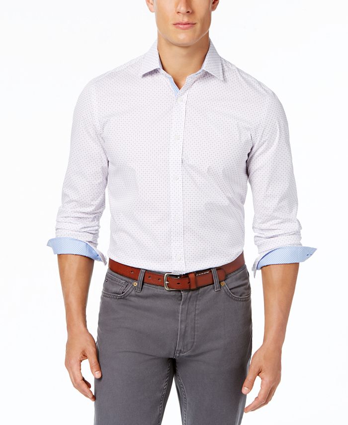 ConStruct Con.Struct Men's Slim-Fit Stretch Blue Geo Dress Shirt - Macy's