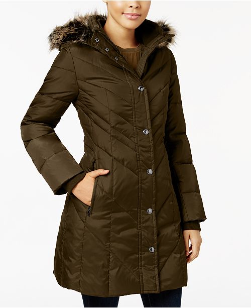 London Fog Faux Fur Trim Down Puffer Coat Reviews Coats