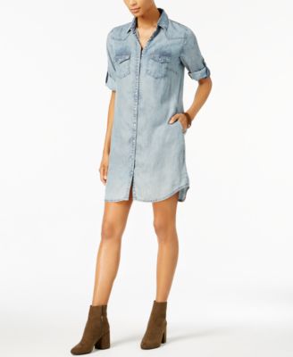 Kut from the Kloth - Petite Ruthy Striped Chambray Denim Shirtdress