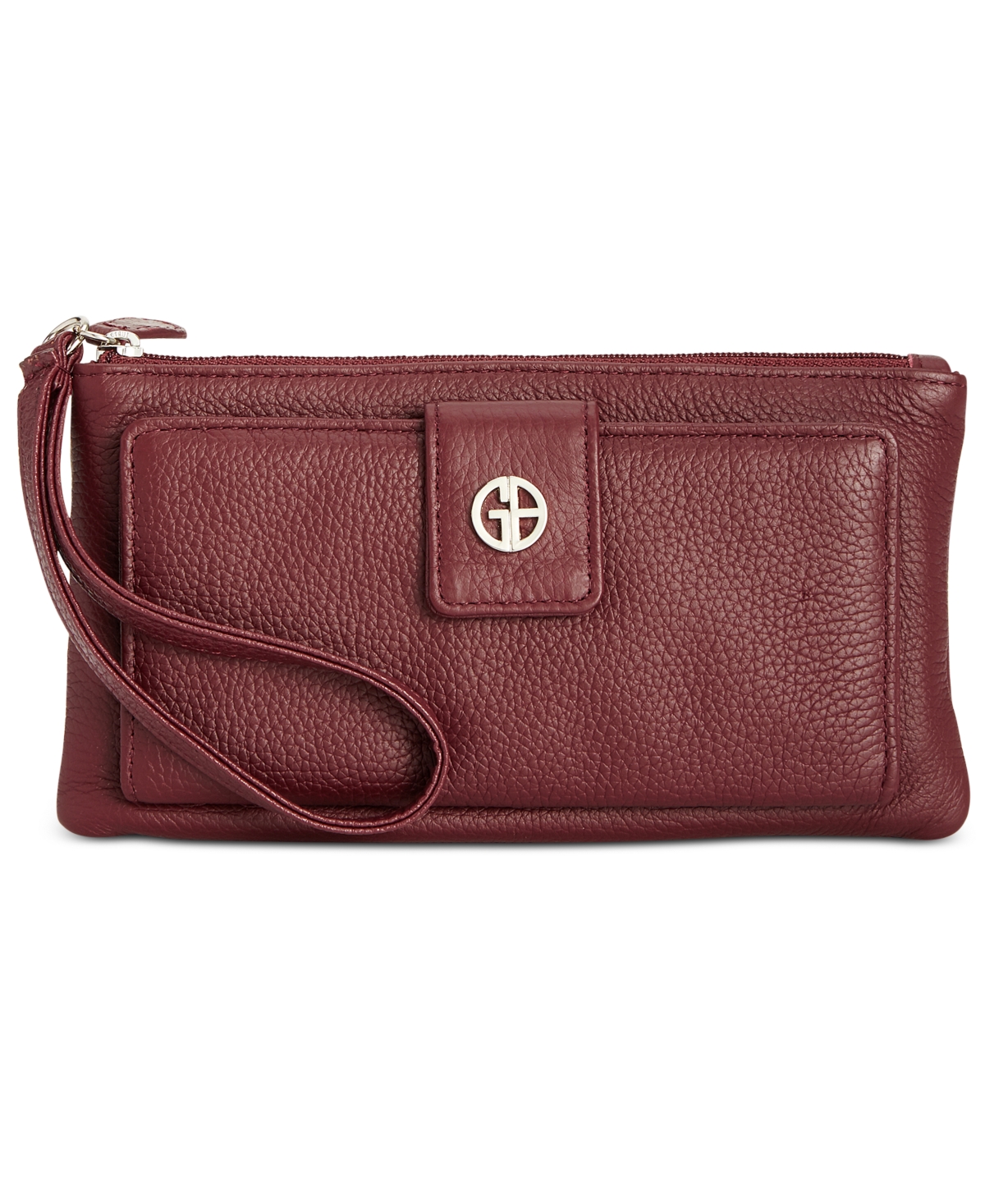 Giani Bernini Softy Grab & Go Leather Wristlet, Created For Macy's In Wine,silver