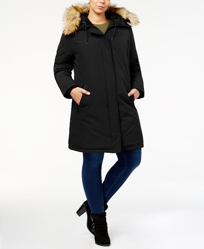 Vince Camuto Plus Size Faux-Fur-Lined Hooded Puffer Coat & Reviews ...