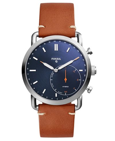 Fossil Q Men's Commuter Brown Leather Strap Hybrid Smart Watch 42mm ...