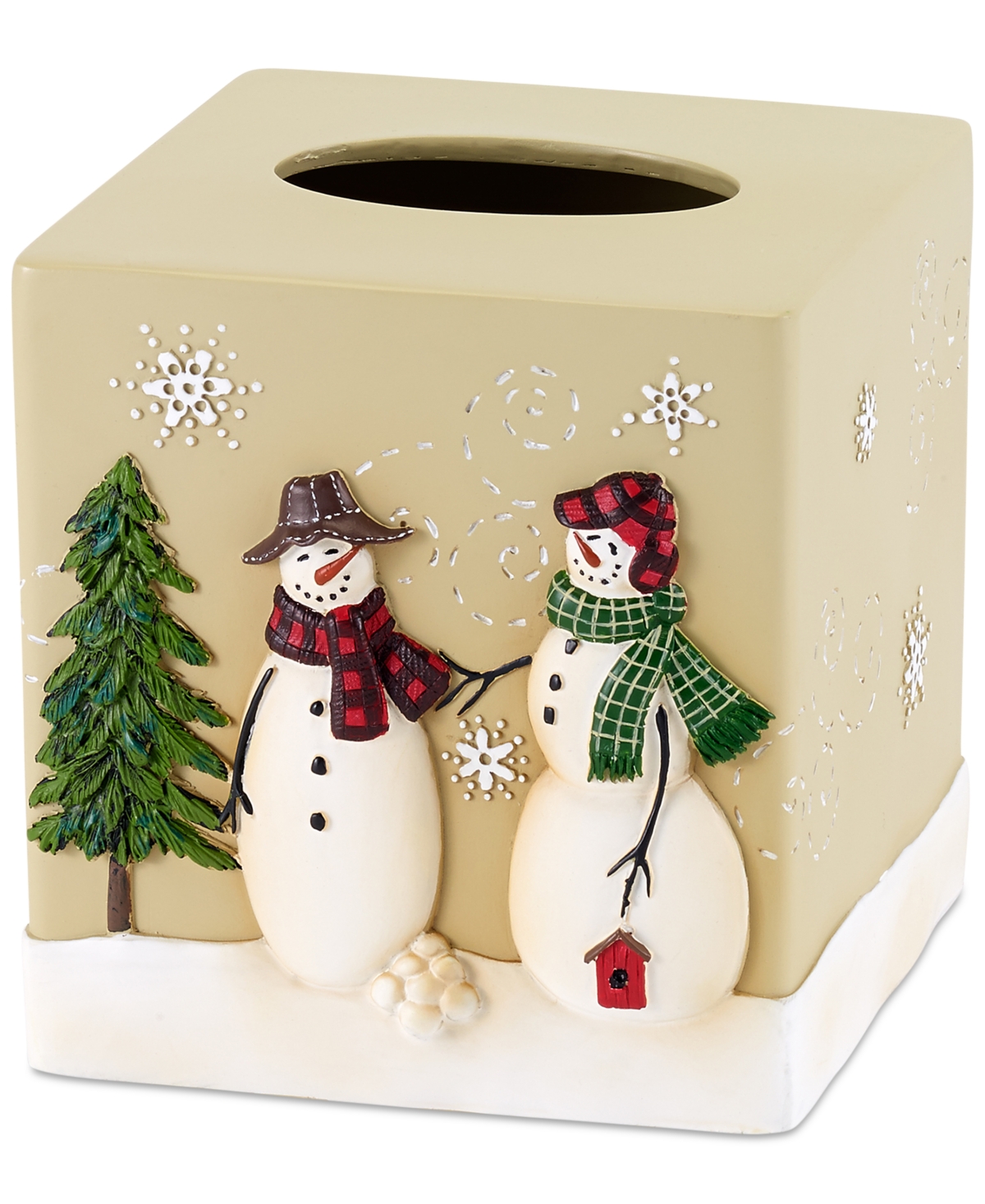 Snowman Gathering Holiday Resin Tissue Box Cover - Multicolor
